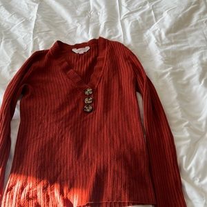 🔥3/$20🔥Brick orange 3 button V neck shirt